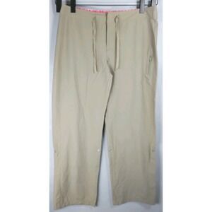 Danskin Now Convertible Hiking Pants‎ Womens Large Khaki Barley Pockets Stretch